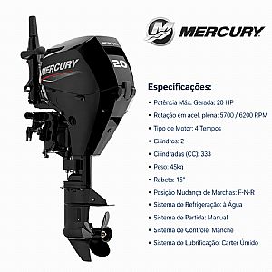 Motor de Popa Mercury 20HP EFI 4 Tempos