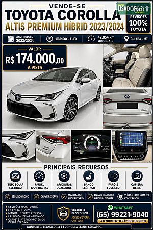 Corolla Altis Premium Hybrid 1.8 Automático Flex Híbrido 2023/2024 em Cuiabá - MT