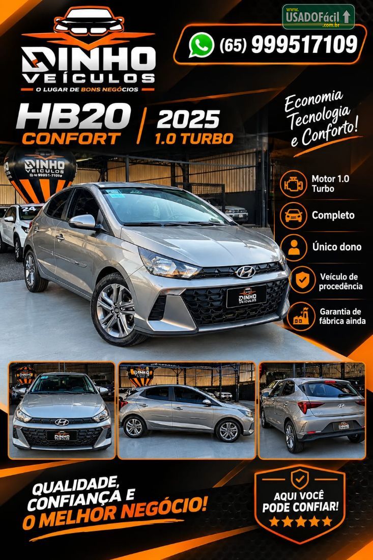 Hyundai HB20 Hatch Comfort Plus 1.0 Turbo Automático Flex 2024/2025 — foto 6 de 10
