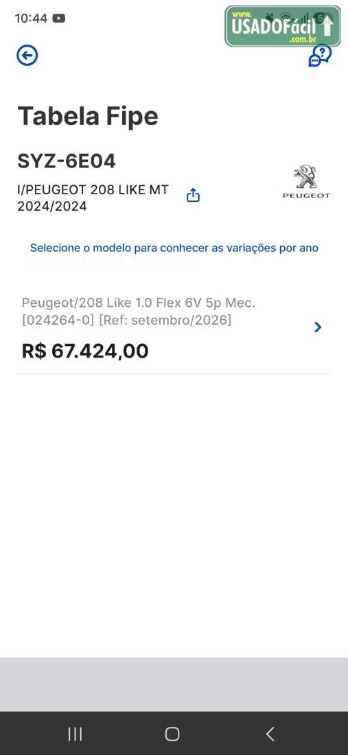 PEUGEOT Peugeot 208 Like 1.0 Mecânico Flex 2024/2024 — foto 12 de 12