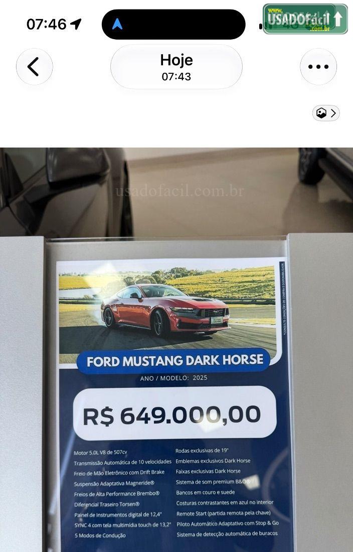 Ford Mustang Dark Horse 5.0 V8 Automático 2025/2025 — foto 10 de 10
