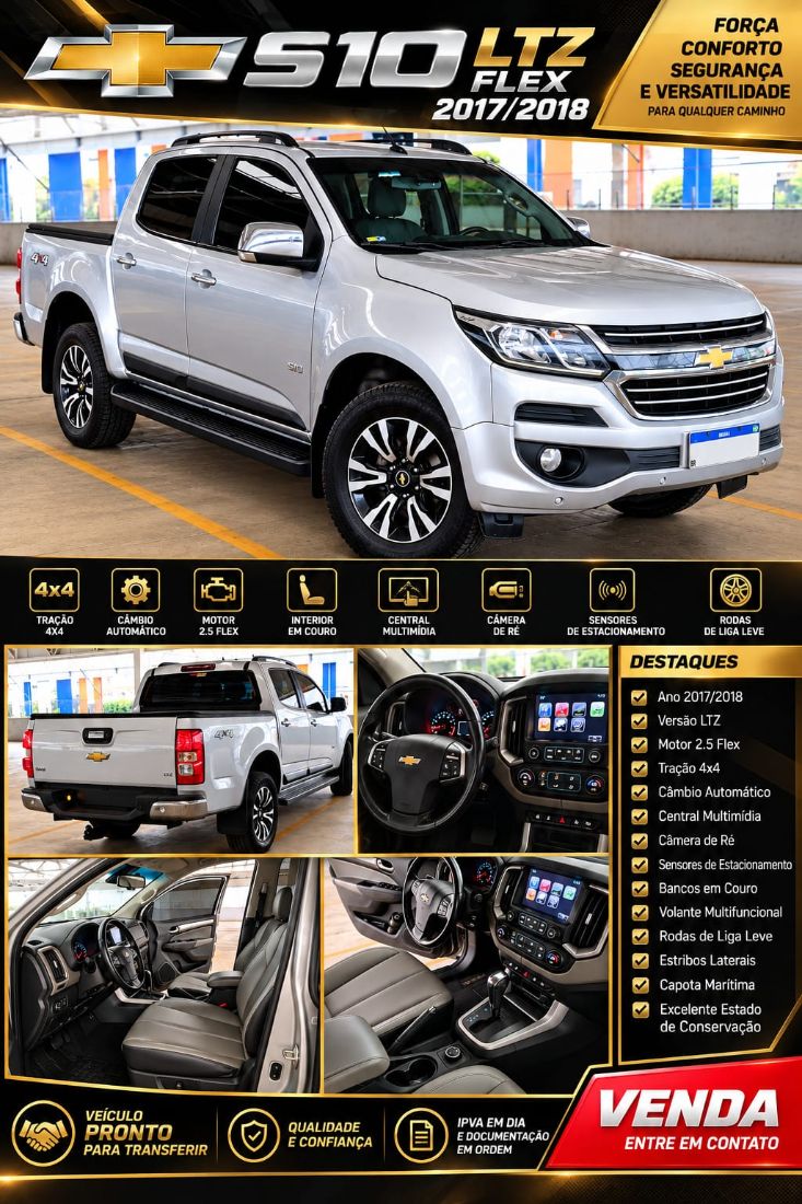 CHEVROLET/GM S10 LTZ CD 2.5 4X4 Automático Flex 2017/2018 — foto 3 de 7